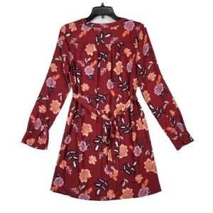 Floral Long Sleeve Dress - Red